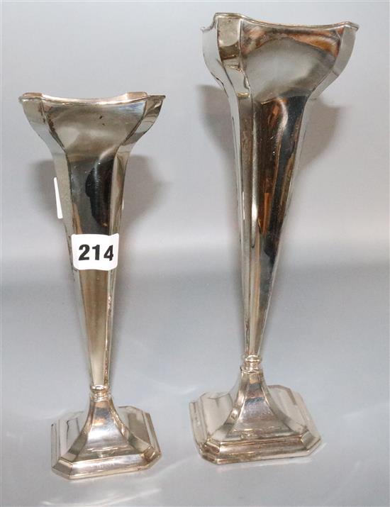2 silver spill vases- as found(-)